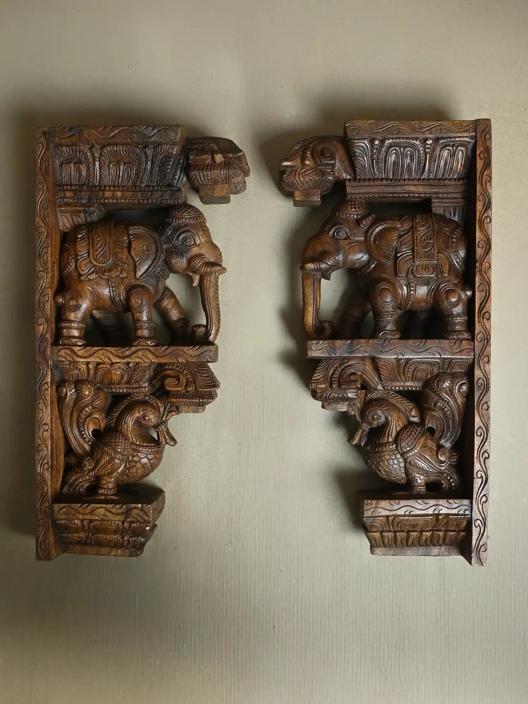 Elephant wooden wall brackets