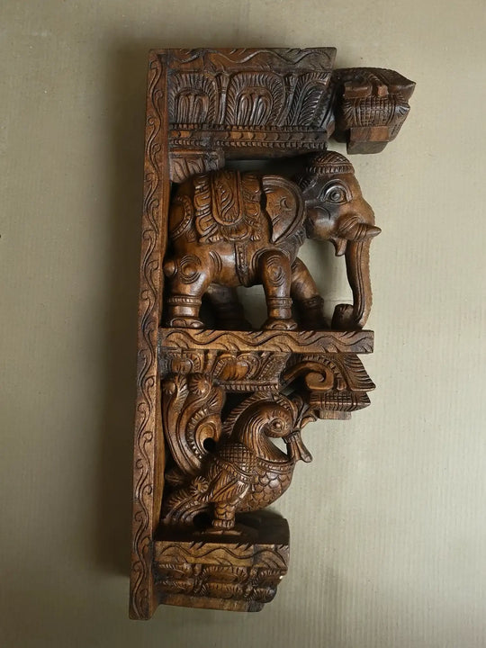 Elegance Elephant With Hamsa Wall Brackets 24"
