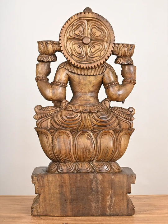 2 Feet Gajalakshmi wood Sculpture
