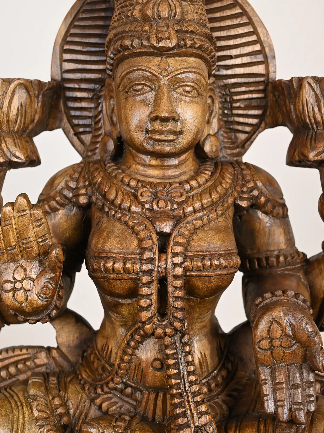 2 Feet Gajalakshmi wood Sculpture