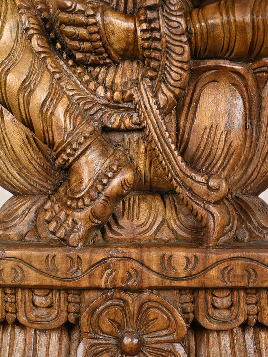 2 Feet Gajalakshmi wood Sculpture