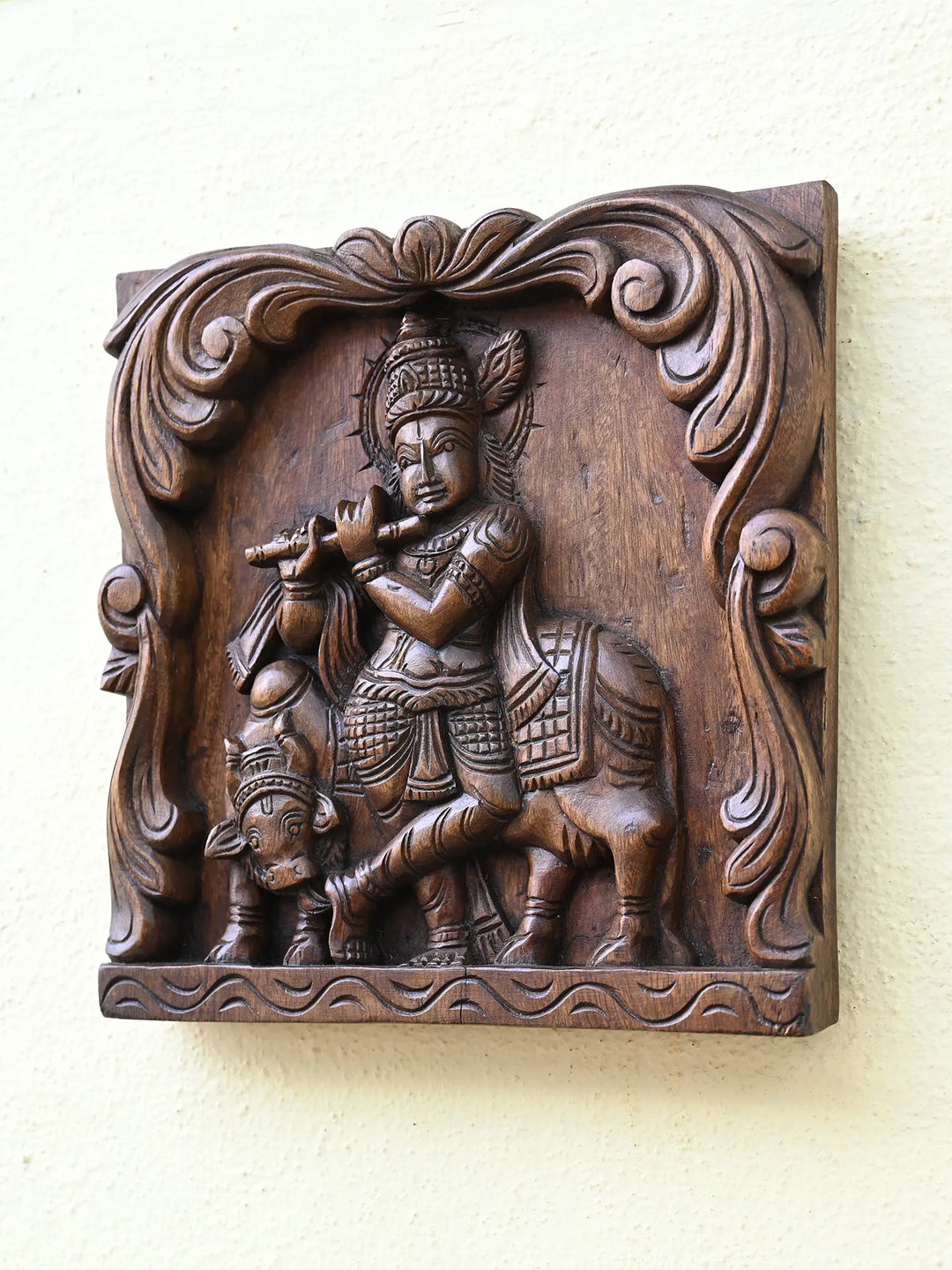 Lord Krishna with a cow wall mount