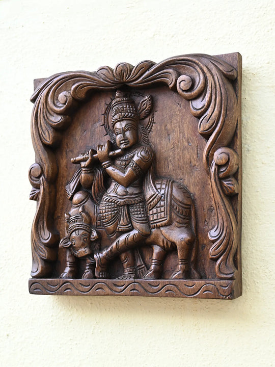 Lord Krishna with a cow wall mount