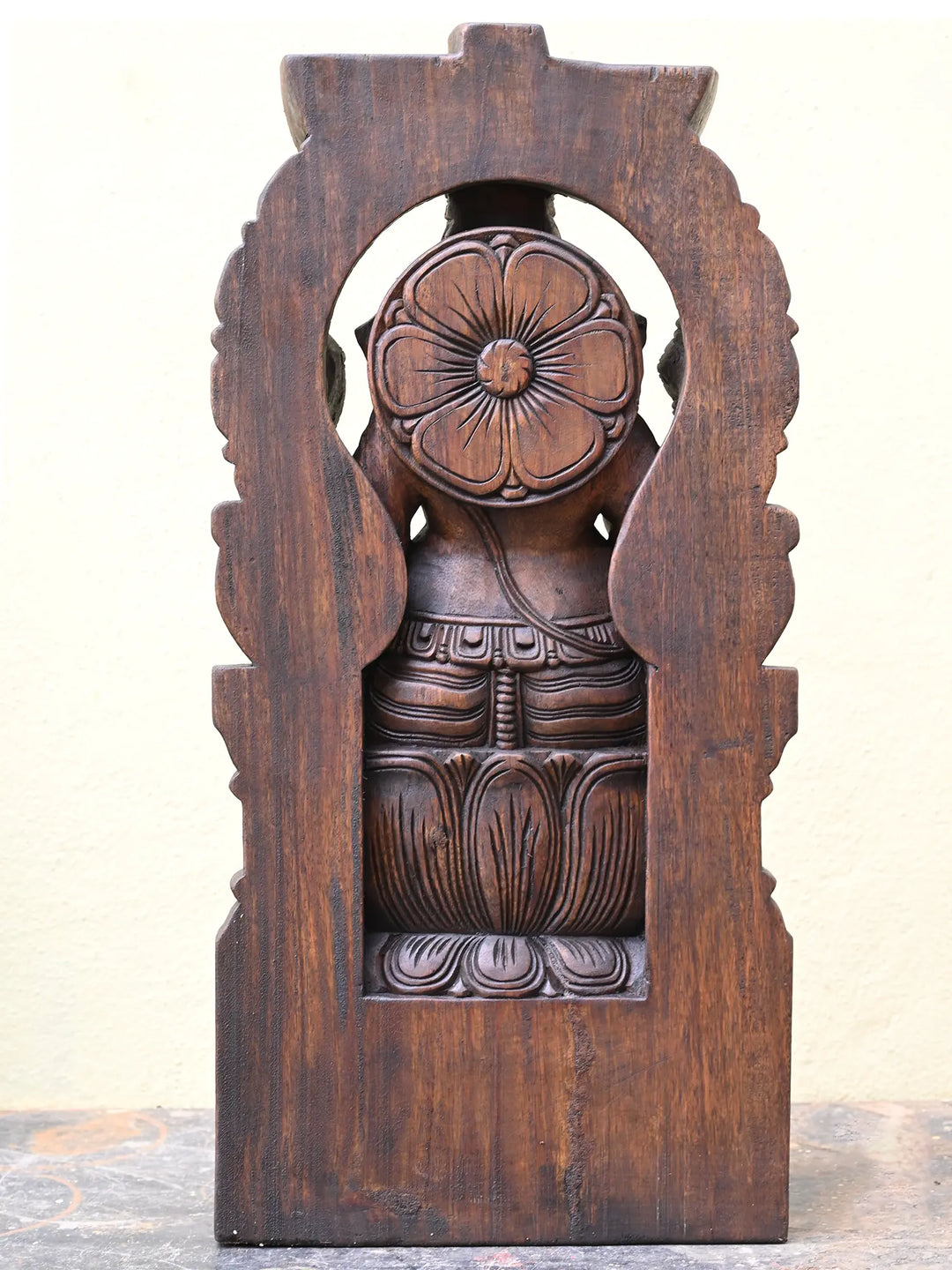 Hand-Carved Wooden Arch Ganesh Statue - 30"