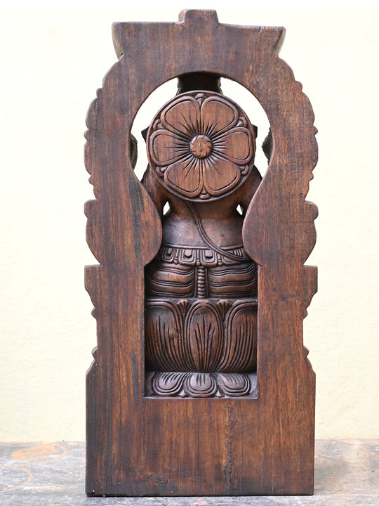 Hand-Carved Wooden Arch Ganesh Statue - 30"