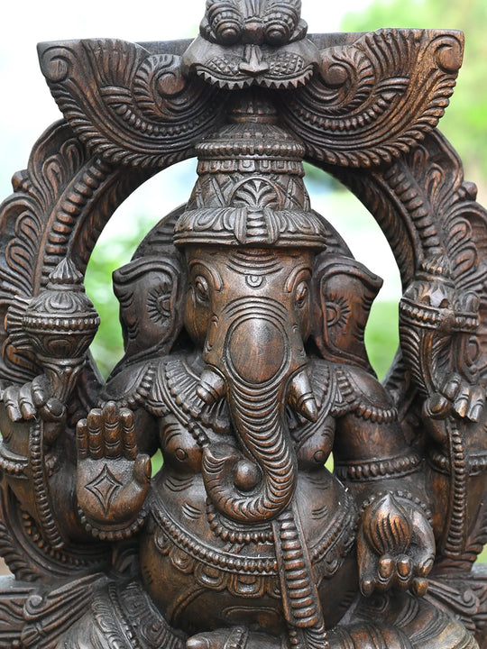 Wooden Arch Ganesh Statue