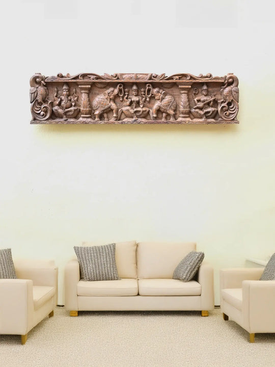 Gajalakshmi Wooden Wall Panel