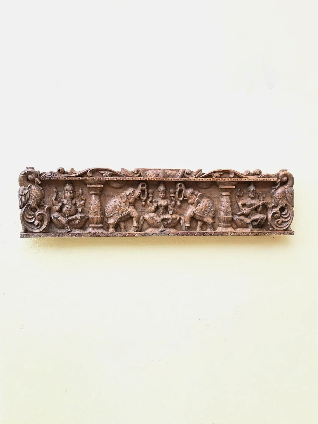Horizontal Gajalakshmi Wooden Wall Panel-48"