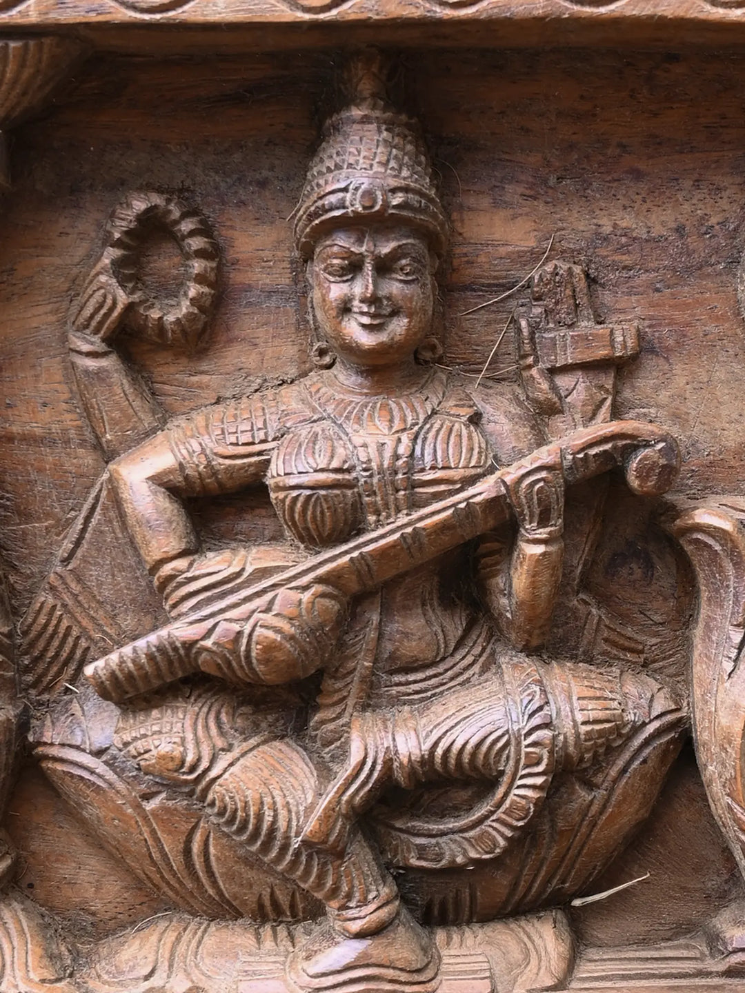 Horizontal Gajalakshmi Wooden Wall Panel-48"