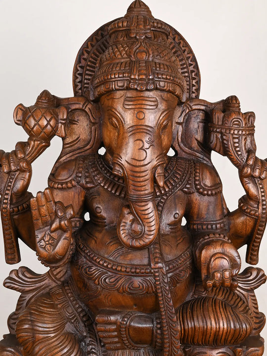 3 Feet Ganesh Wooden Statue