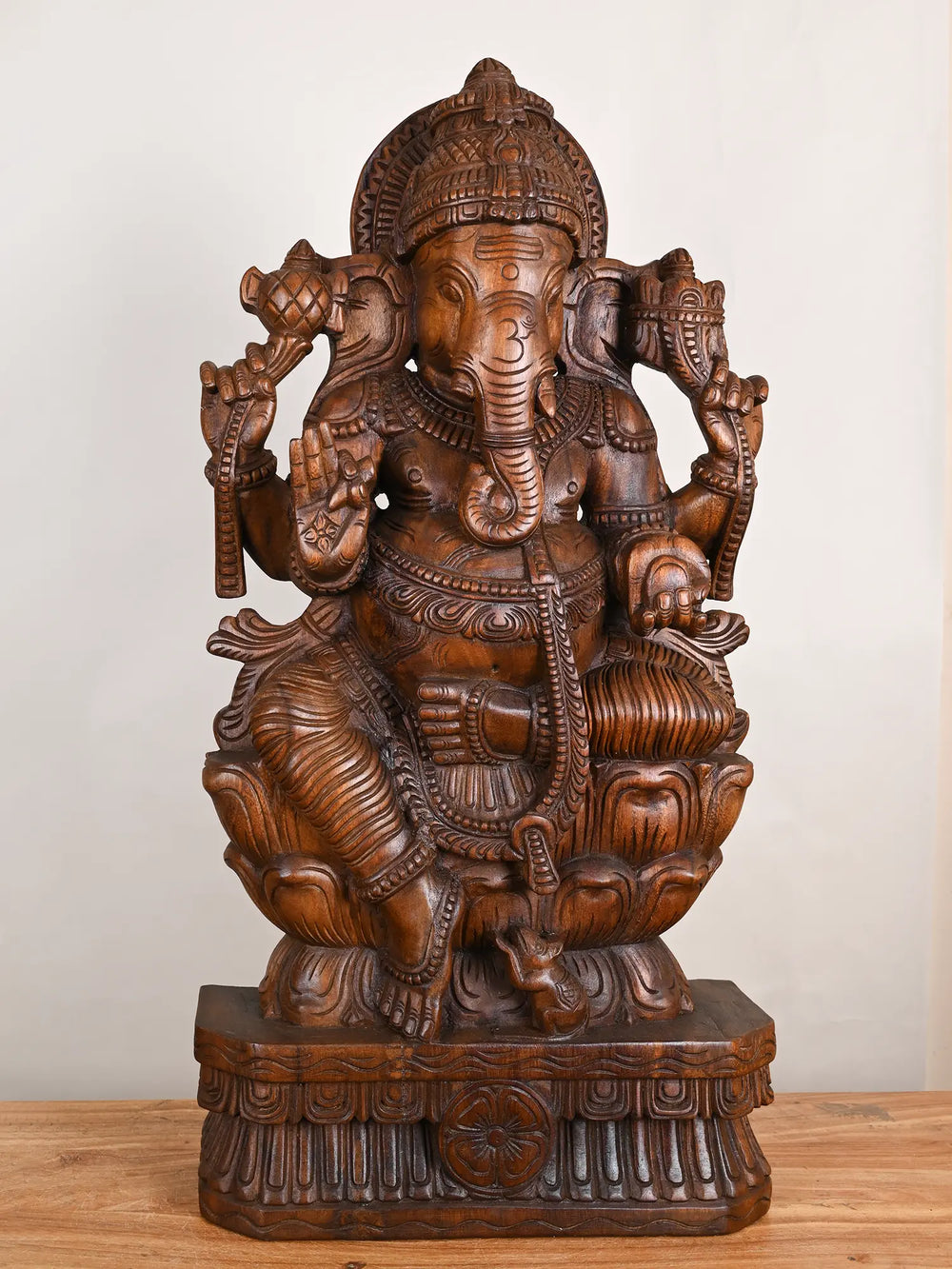 3 Feet Ganesh Wooden Statue 