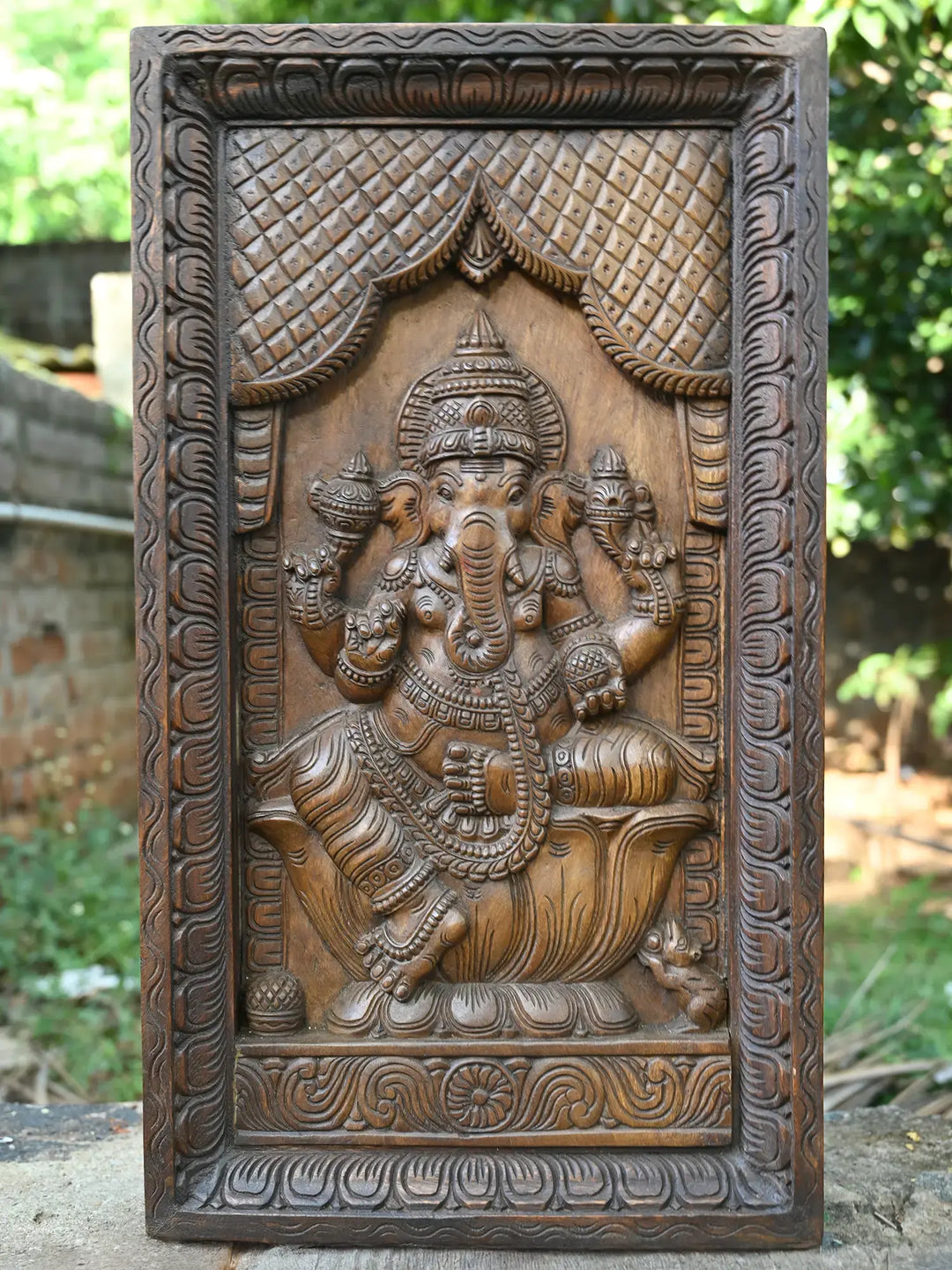 Wooden Ganesha panel