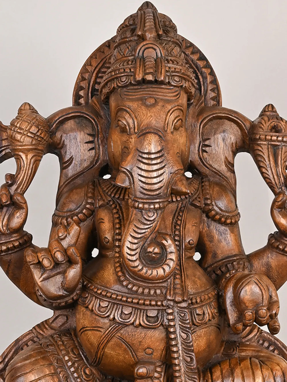 Padmasana Ganesha Wooden Murti
