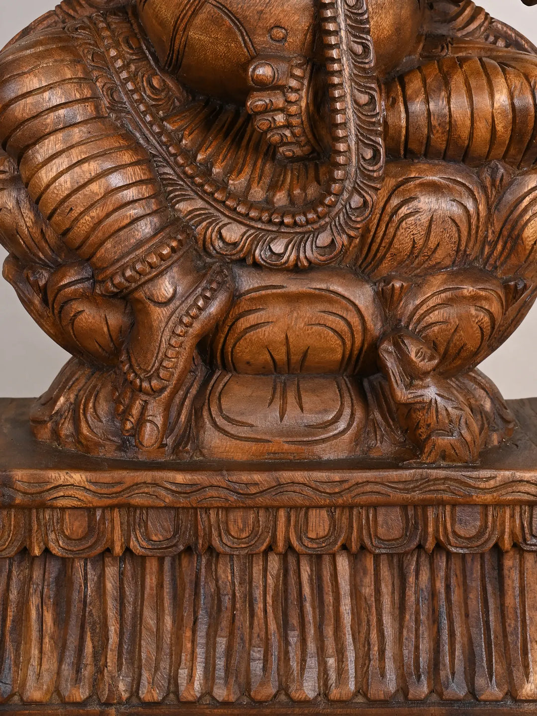 Padmasana Ganesha Wooden Murti-36"