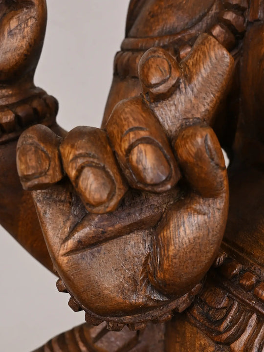 Padmasana Ganesha Wooden Murti-36"