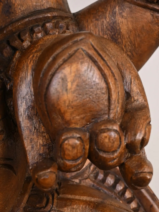 Padmasana Ganesha Wooden Murti-36"