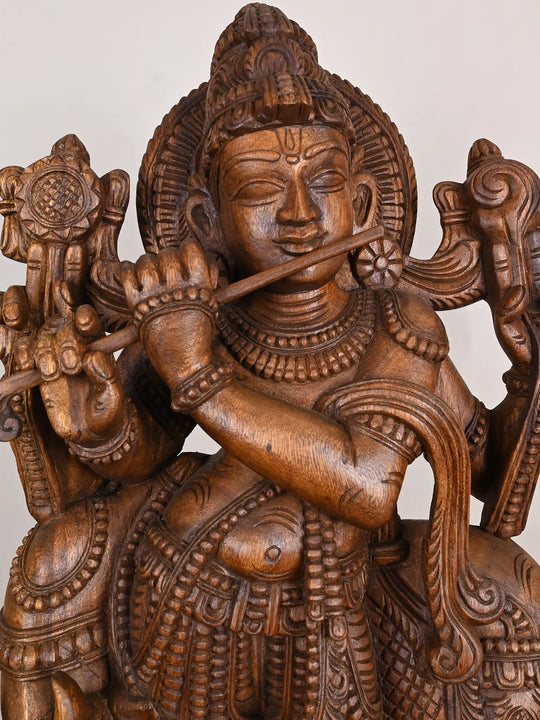 Lord Krishna Playing the Flute wooden -36"