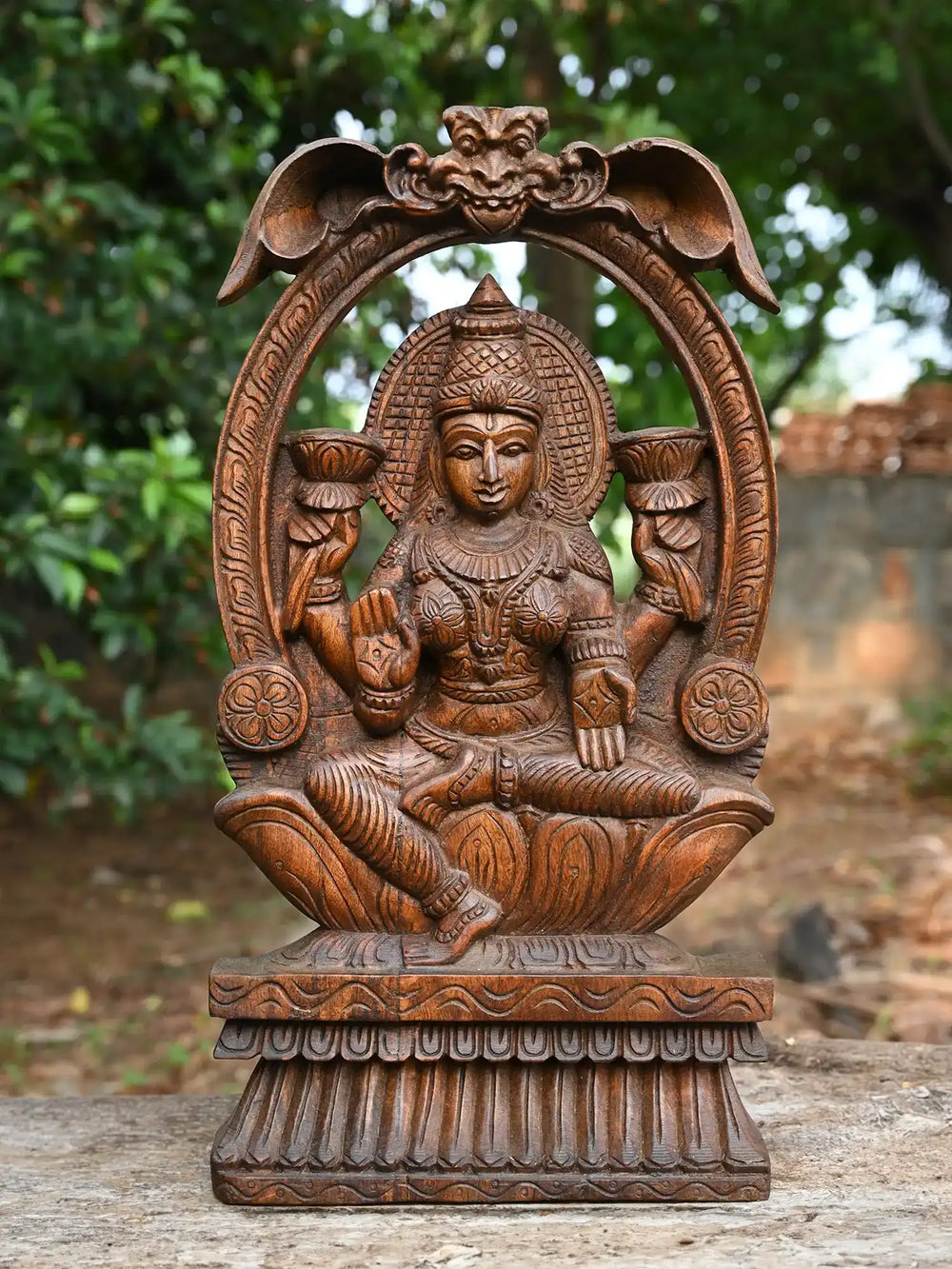  Gajalakshmi in Natural Wood