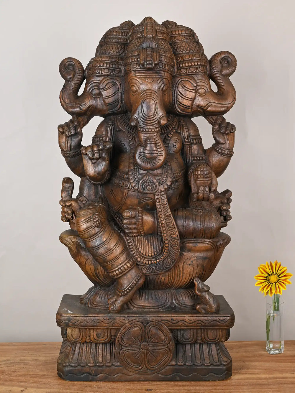Three-Faced Ganesha Wooden