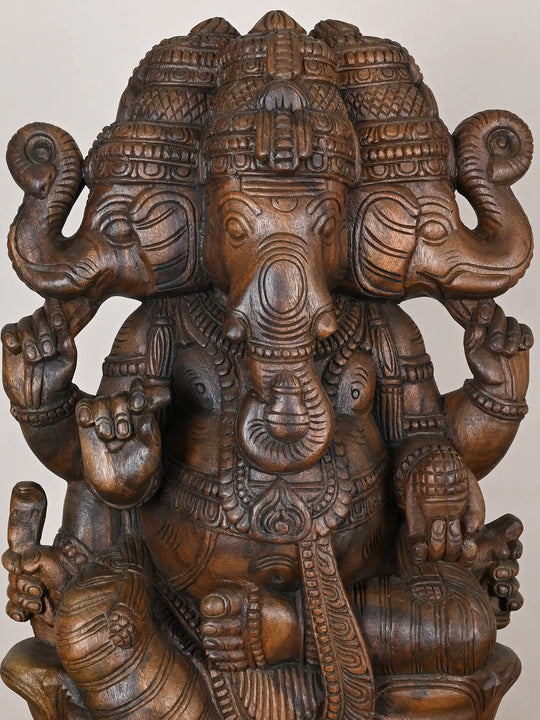 Three-Faced Ganesha Wooden