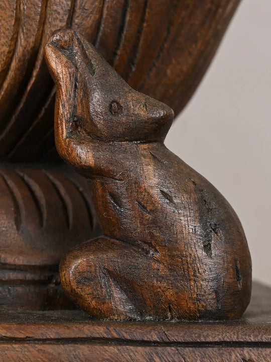 Three-Faced Ganesha Wooden Idol - 36"