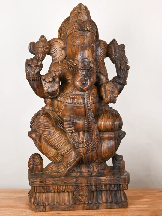 Wooden ganesha idol online - 35"