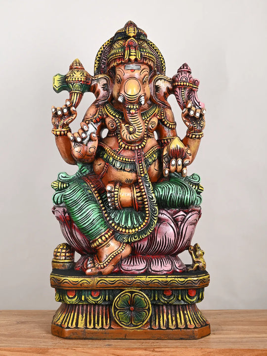 Wooden Lord Ganesha statue