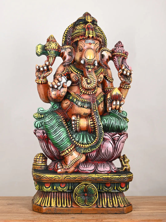 Wooden Lord Ganesha statue