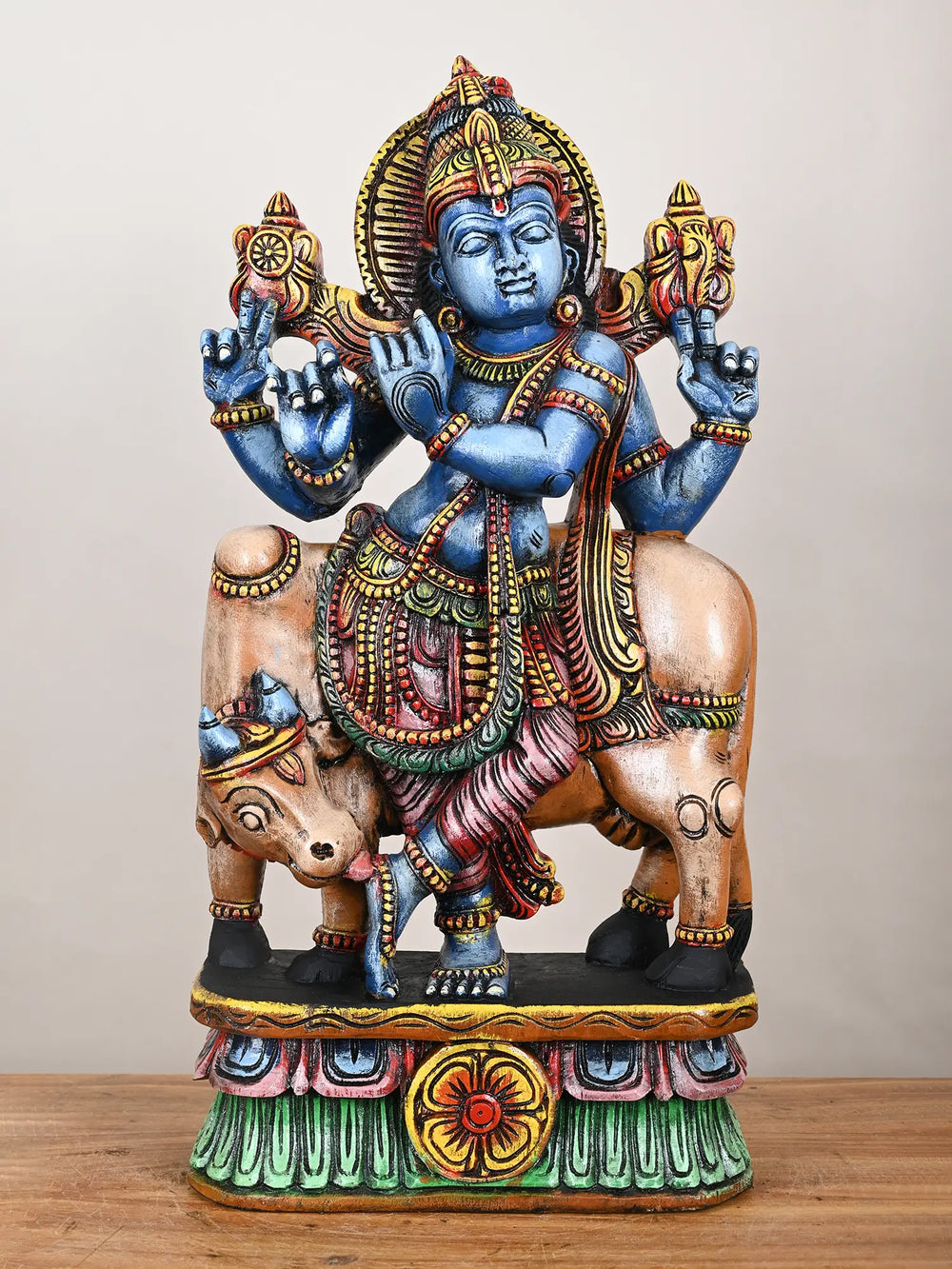 Wooden Gopala Krishna idol 