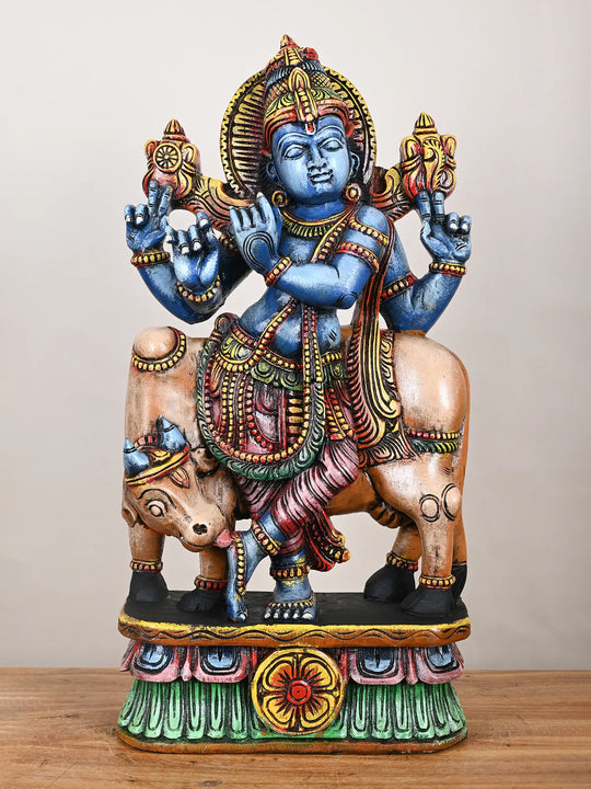 Wooden Gopala Krishna idol 