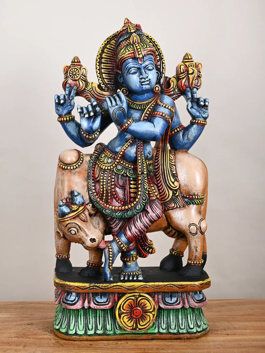 Wooden Gopala Krishna idol 