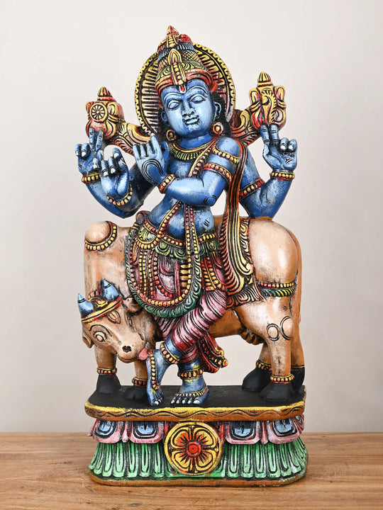 Wooden Gopala Krishna idol 