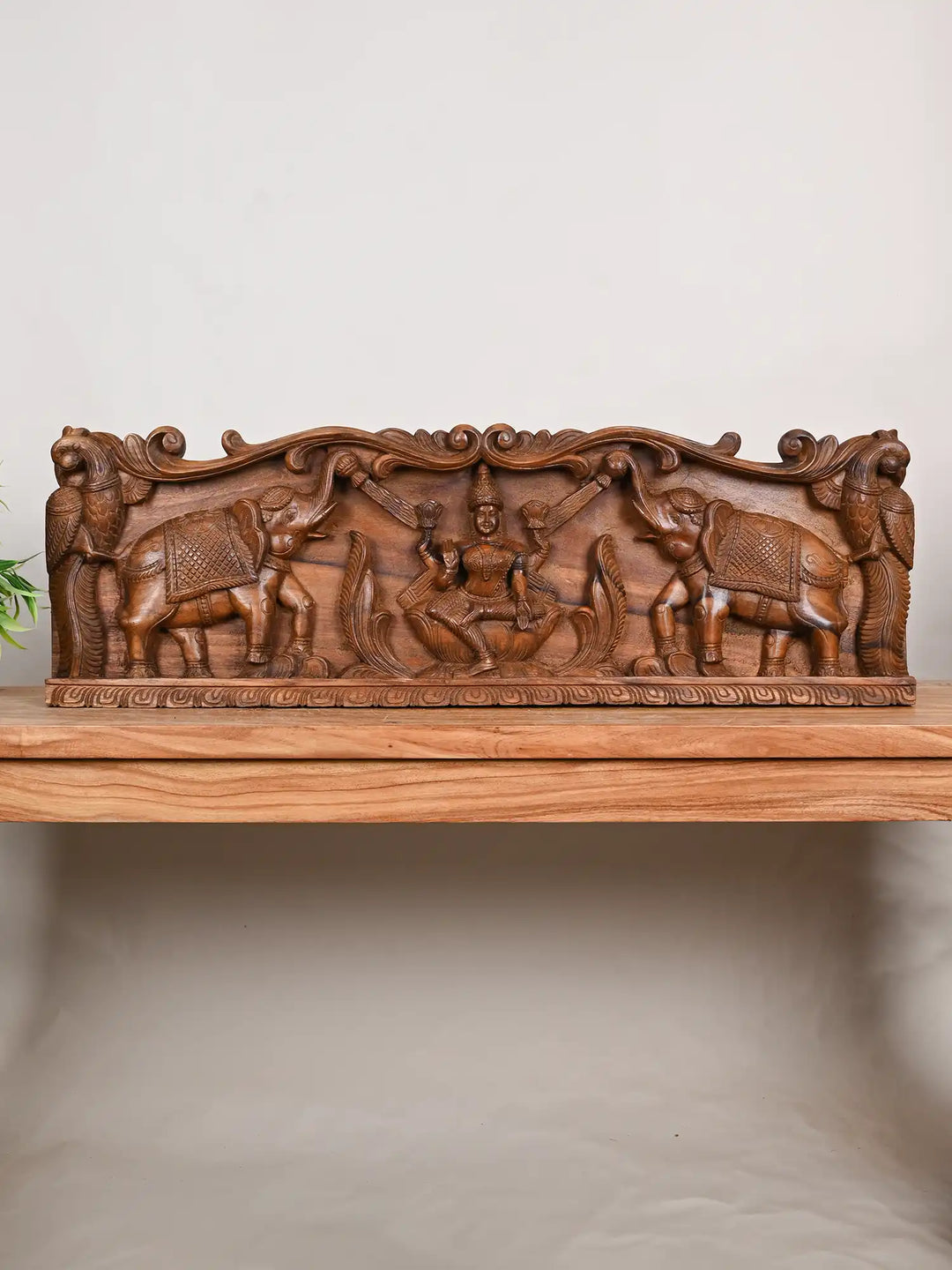 Lakshmi with Elephants Wooden Panel-36"