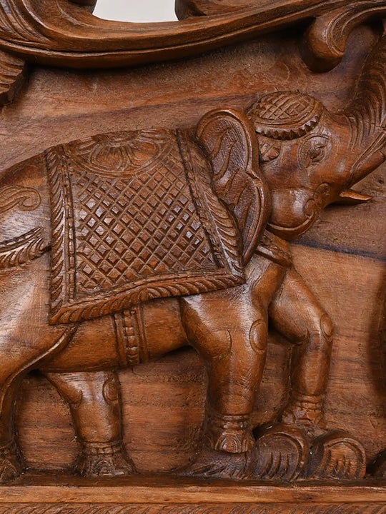 Lakshmi with Elephants Wooden Panel-36"