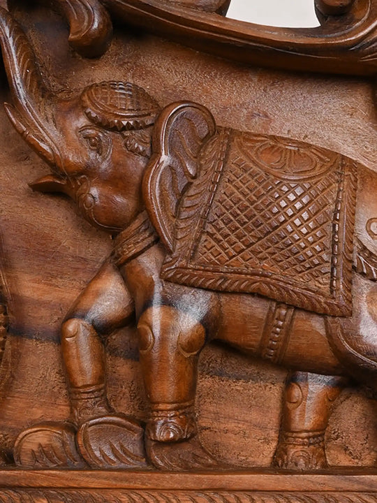 Lakshmi with Elephants Wooden Panel-36"