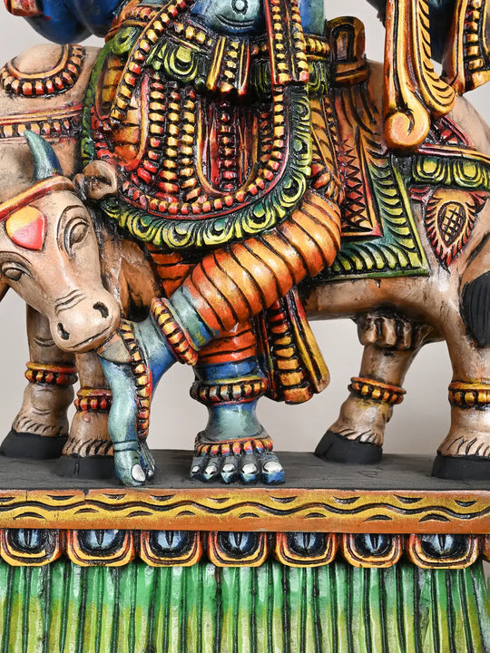 3 Ft Colorful Lord Cow Krishna Statue