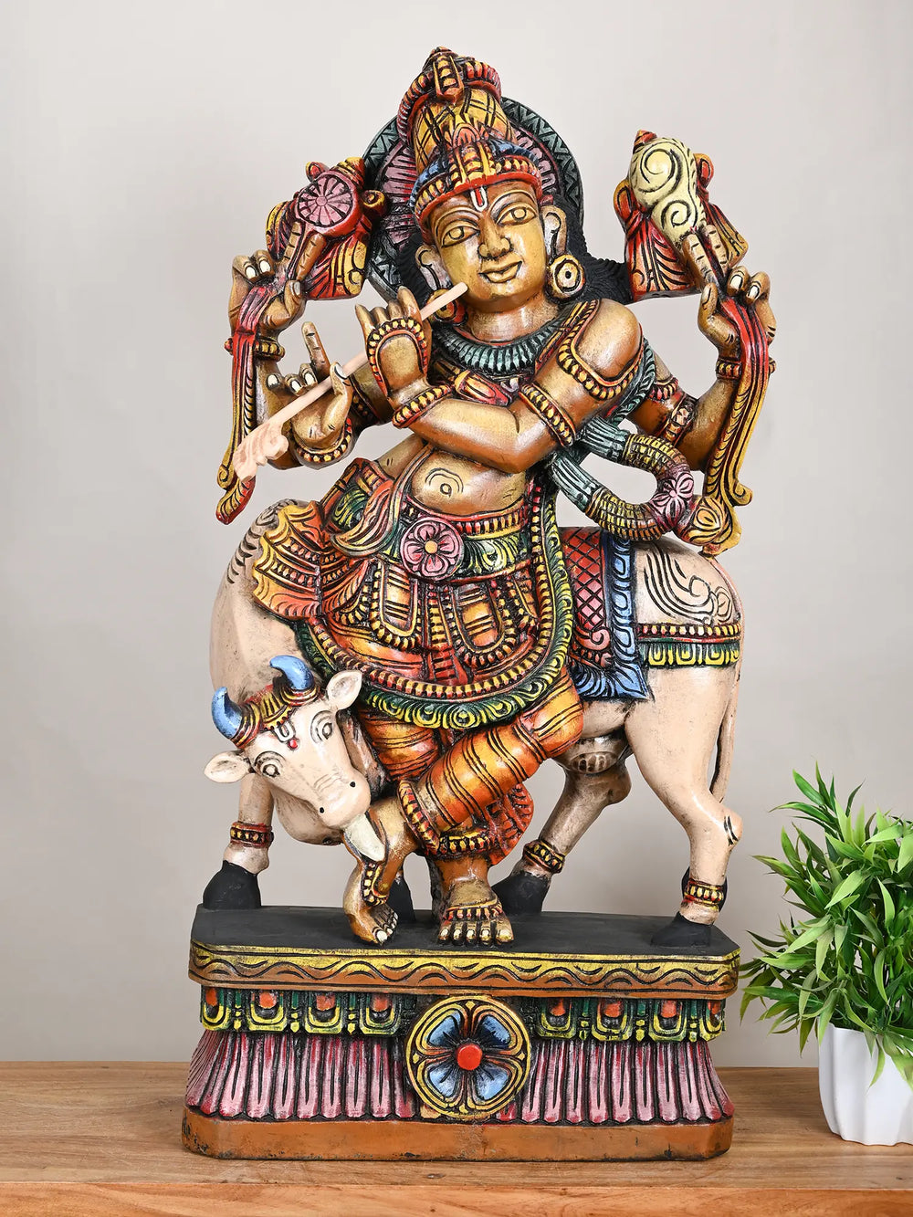 Krishna wooden statue