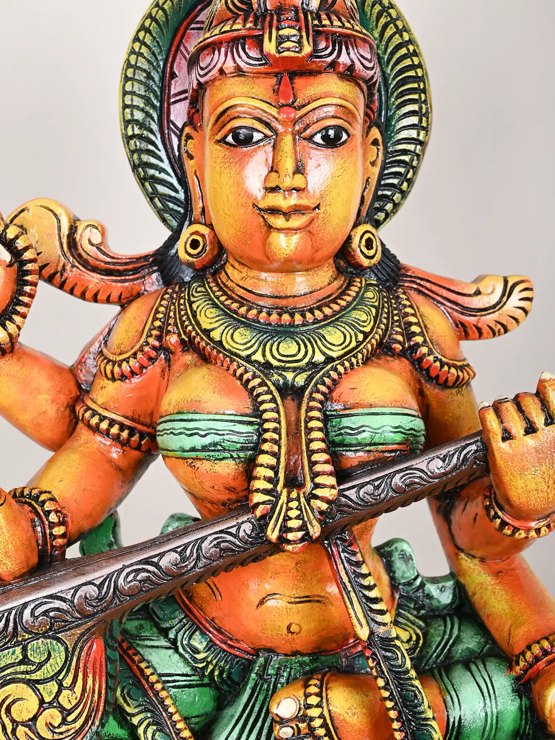 3 Ft Goddess Saraswathi Multicolored Statue