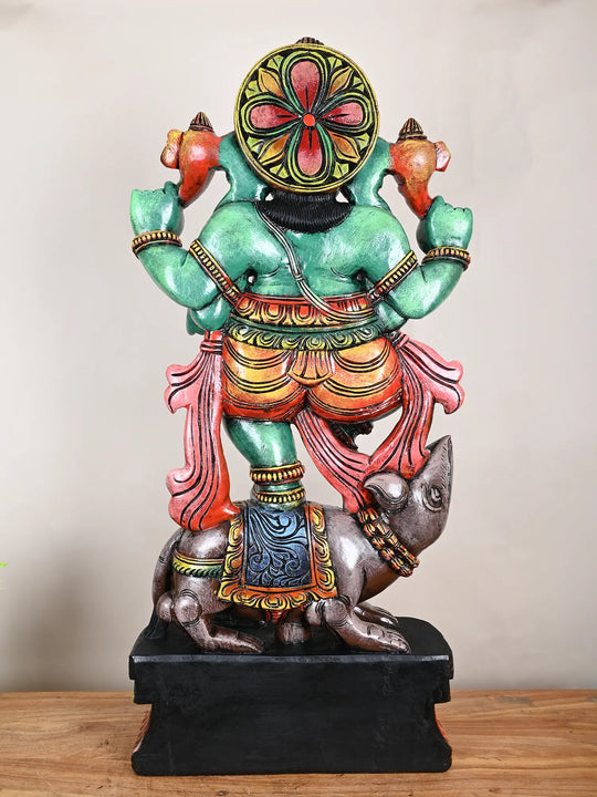 Four-Armed Ganesha Balancing on His Vahana 41"