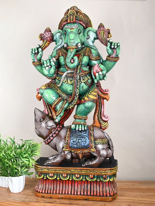 Wooden Ganesh statue