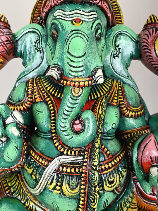 Four-Armed Ganesha Balancing on His Vahana 41"