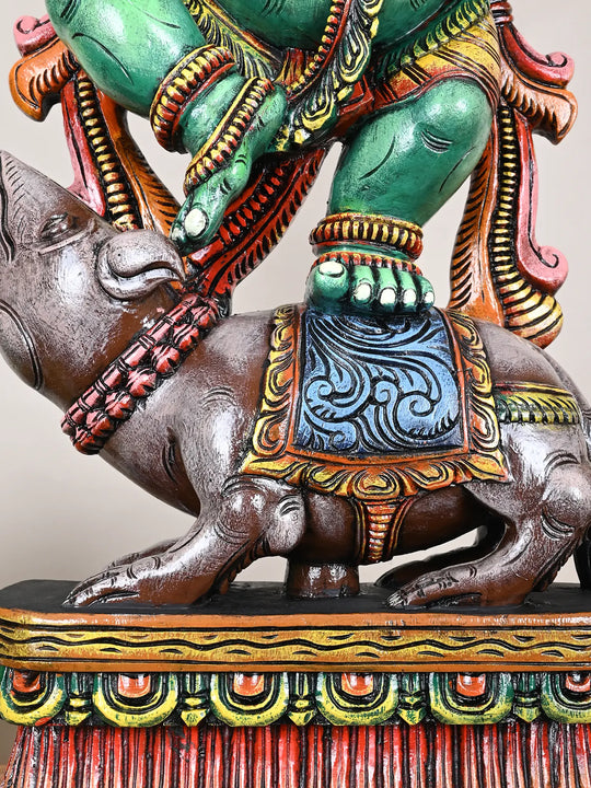 Four-Armed Ganesha Balancing on His Vahana 41"
