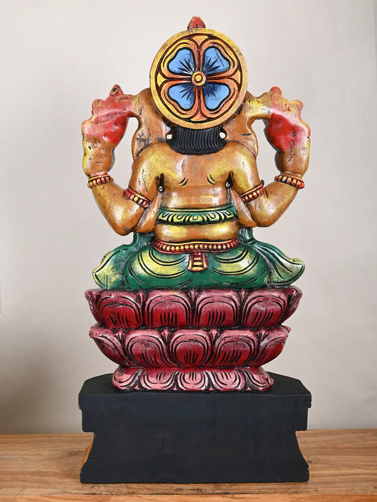 3Ft Multicolored Lord Ganesh Statue With Mooshika