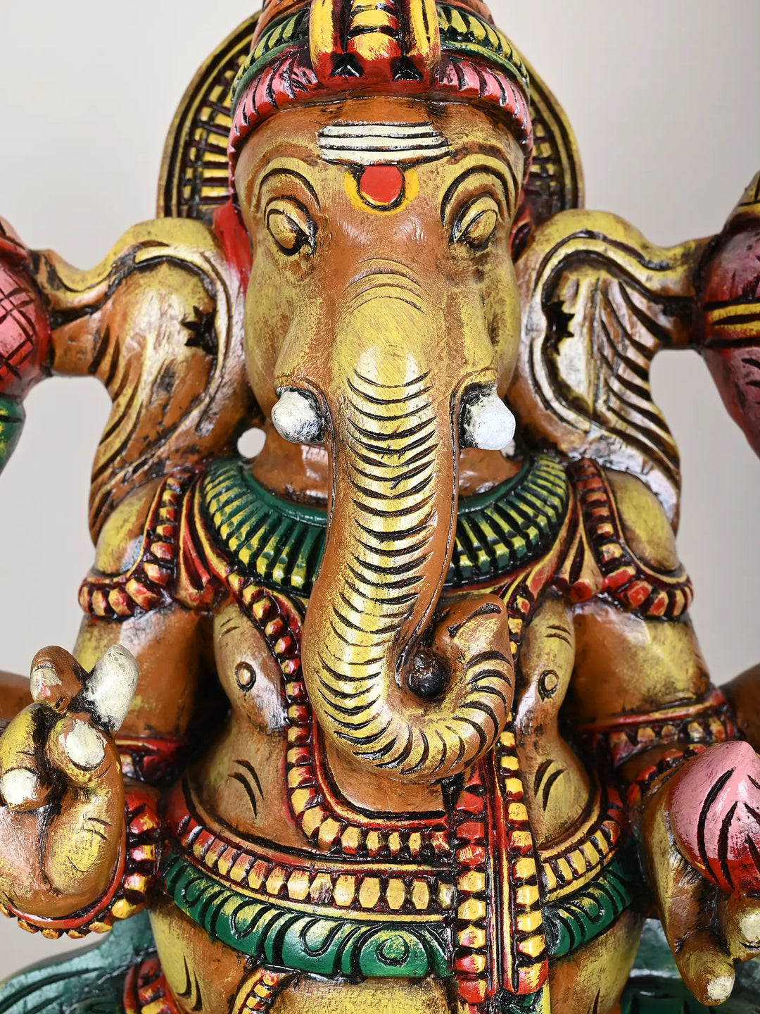 3Ft Multicolored Lord Ganesh Statue With Mooshika