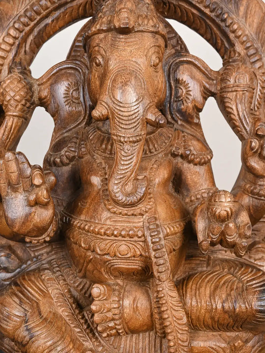 Lord Ganesha Sitting on Two Pedastal Lotus 24"