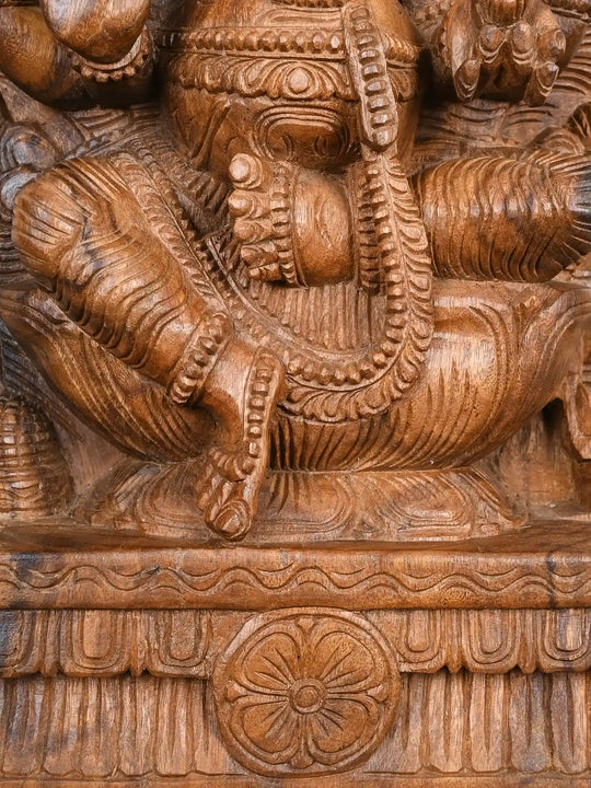 Lord Ganesha Sitting on Two Pedastal Lotus 24"