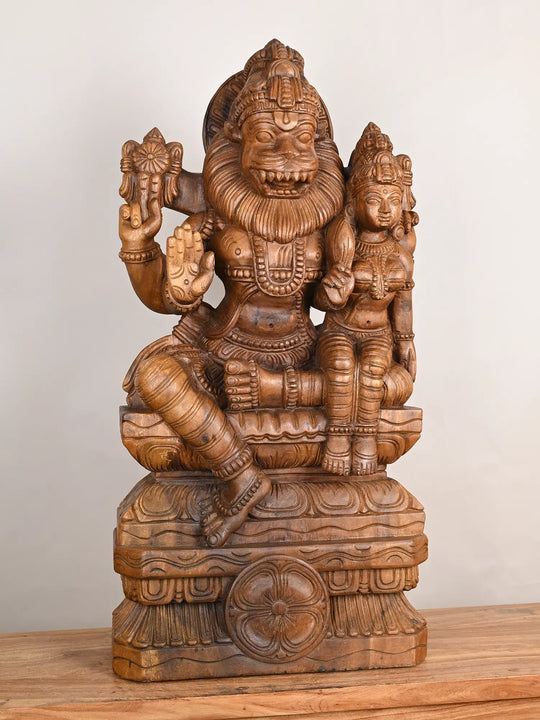 Wooden Lakshmi Narasimha statue