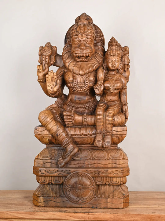 Wooden Lakshmi Narasimha statue
