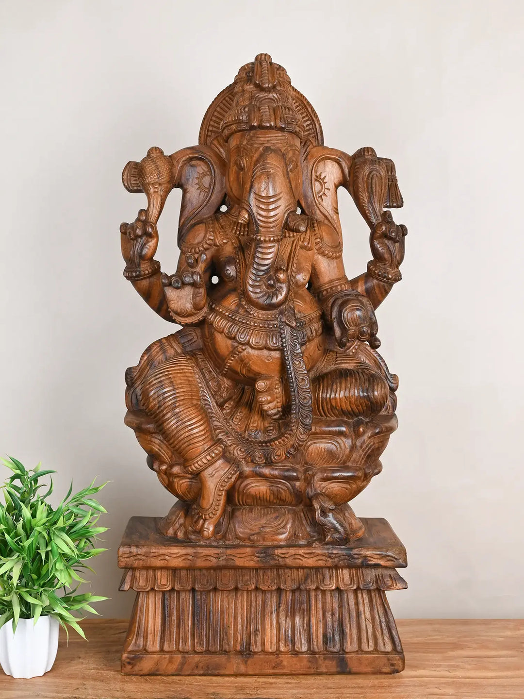Wooden Ganesh Statue