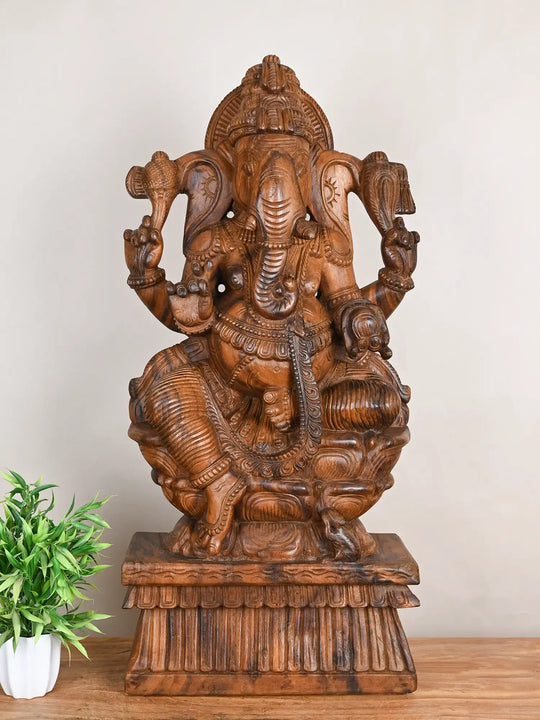 Wooden Ganesh Statue